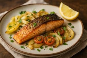 Saumon rôti au fenouil et citron