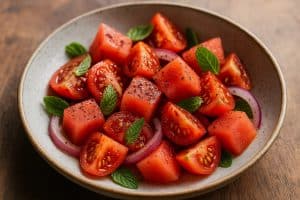 Salade de tomates et pastèque au sumac